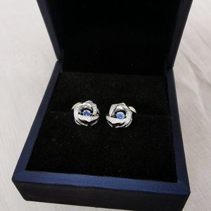 Sterling Silver Movement Earrings Blue Crystal
